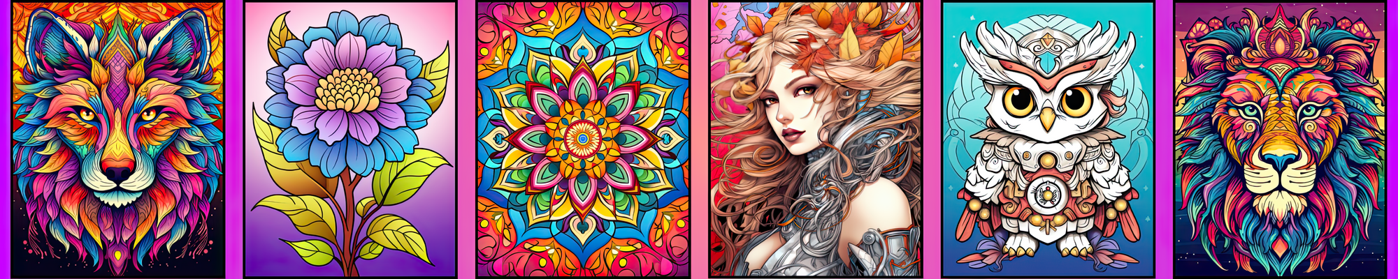 Collection of coloring book covers that will be available soon